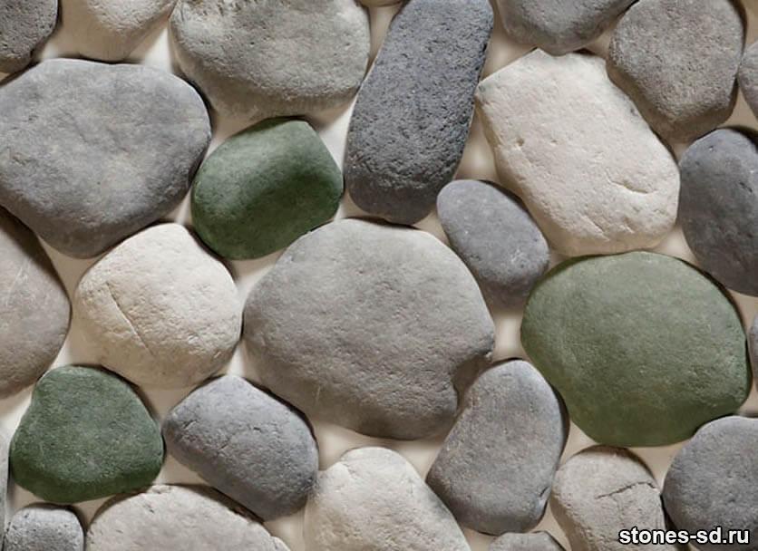Декоративный камень Алтайский окатыш серый микс