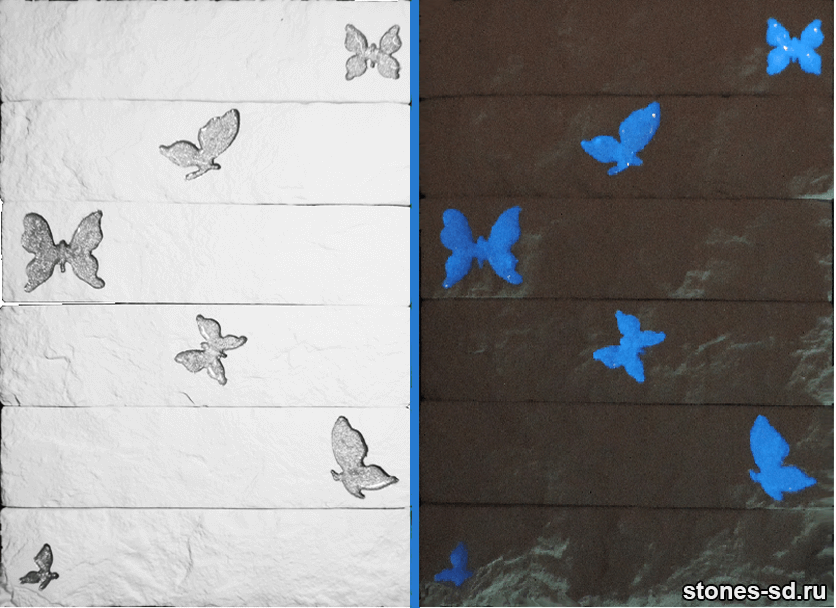 Декоративный кирпич Brick blanco butterfly silver shine blue