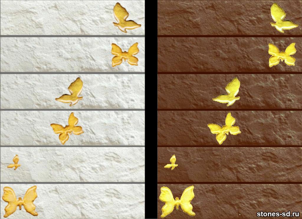 Декоративный кирпич Brick blanco butterfly shine gold